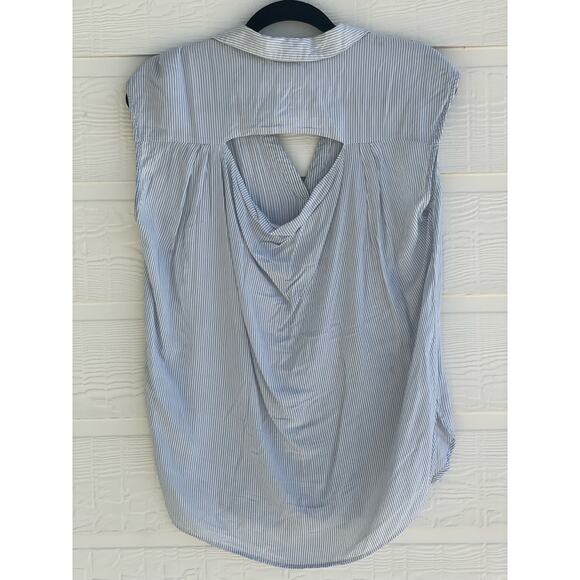 Anthropologie MAEVE size 6 oversized sleeveless blue stripe blouse30 - Picture 2 of 9